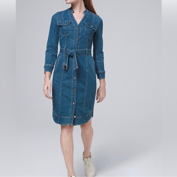 WHBM Denim Dress -size 6 Blue NWT - Picture 1 of 10
